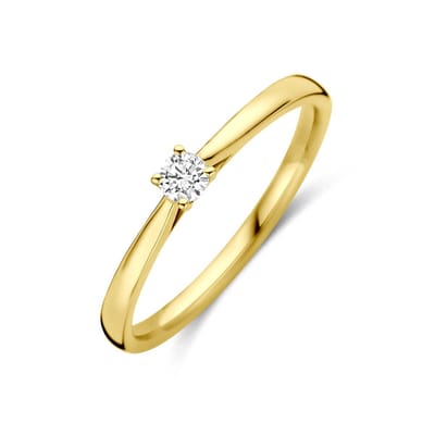 14K Geelgouden Ring Lab Grown Diamant 0.10ct H SI – 4035078
