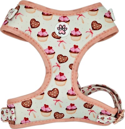 Hondentuigje - Zacht Tuigje / Honden Harnas - Roze - Cupcakes - Koekjes - Hartjes - Classy in the City - Paw My God! - Maat S