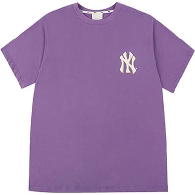 T-shirt Respirant à Manches Courtes Imprimé Col Rond Pullover MLB New York Yankees Unisexe Violet 31TS06031-50C XS gray
