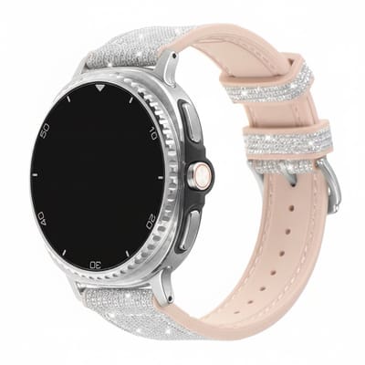Siliconen bandje - geschikt voor Samsung Galaxy Watch 8 (40mm) / Galaxy Watch 8 (44mm) / Galaxy Watch 8 Classic - glitters met gespsluiting - zilver