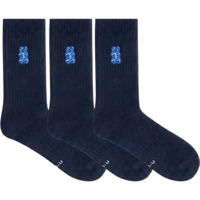 A-DAM  3-pack Crew Socks Gummy Bear Navy Blazer Maat: 36-40 | Slipjes Outlet | Unisex | Blauw