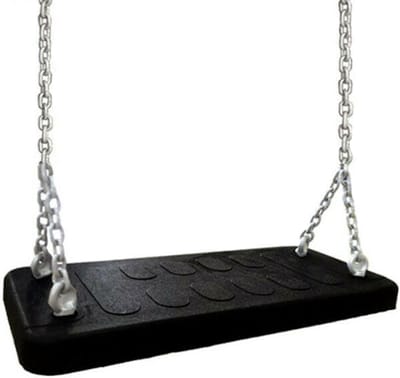 Rubber schommelzitje Zwart met gegalvaniseerde kettingen