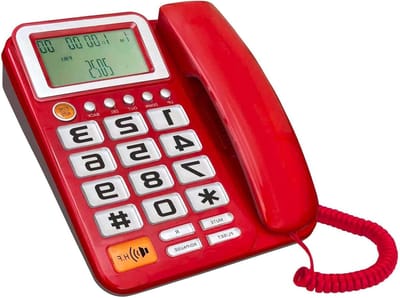 Vaste Telefoon - Grote Knop - Thuisgebruik Kantoor - Beller Weergave - 22 x 17 cm - Rood Wit