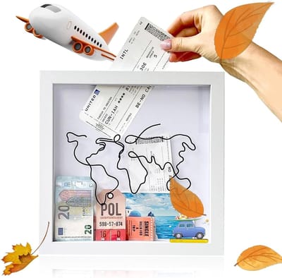 3D Fotolijst Schaduwdoos 20 x 20 cm Multifunctionele Foto-opslag met Vakjes voor Reisherinneringen, Thuis, Kantoor en Restaurant