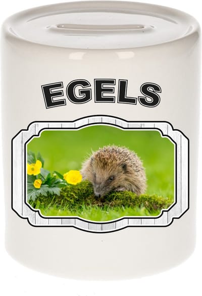 Dieren liefhebber egel spaarpot 9 cm jongens en meisjes - keramiek - Cadeau spaarpotten egels liefhebber