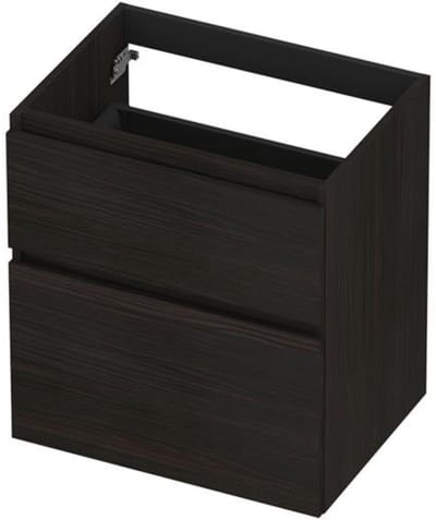 INK - Onderkast 2 Laden Greeploos Fineer Eiken met Houten Keerlijst A-symmetrisch - 600x450x650 Mm - Matt Intens Black