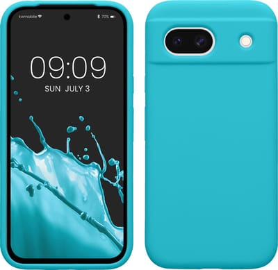 kwmobile telefoonhoesje geschikt voor Google Pixel 8a - Hoesje met siliconen coating - Smartphone case in ijsblauw