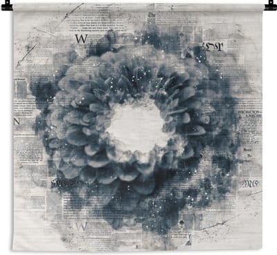 Wandkleed - Wanddoek - Bloemen - Rook - Krant - 150x150 cm - Wandtapijt