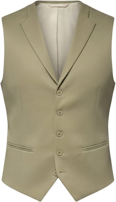 OMBRE Gilet - Slim Fit - Knopen - Effen Olijf S