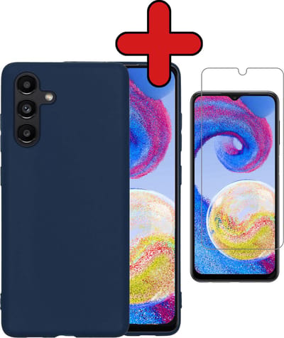 Hoesje - Met Screenprotector - Geschikt voor Samsung Galaxy A04s - Sterk & Shockproof - Telefoon Hoes - Back Cover - Siliconen Case - Telefoonhoes - Donkerblauw