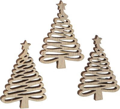 Strooidecoratie kerstboom naturel 3x4,5cm 72 st, 72 Stück