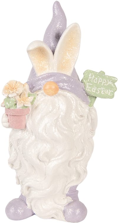 Clayre & Eef Decoratie Beeld Kabouter 16x10x30 cm Wit Kunststof
