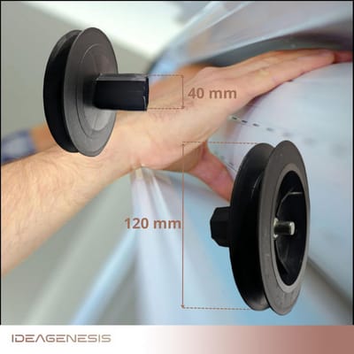 Rolluikschijf met pin - Schijf voor rolluiken - Rolluiken repareren - Technische nylon constructie - 120x40 mm - Zwart