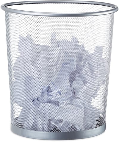 papiermand metaal - 12 liter - Ø 26 cm - rond - kantoor - bureau - zilver