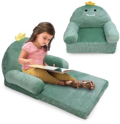 Dailygoods- Peuterstoel Zacht Pluche - Opvouwbaar - Kinderbank - Armleuning - Slaapbankfunctie - Comfortabel voor Peuters