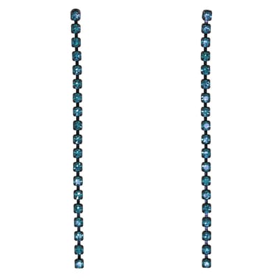 Behave - Oorbellen - Strass Oorhangers - Petrol Blauwe Steentjes - 5.5 cm