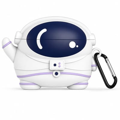 Enluxe Geschikt voor AirPods Pro 1 of 2 Case Astronaut - Schokbestendige Siliconen Beschermhoes | Draadloos Opladen Compatibel | Anti-vall Bescherming| Stofvrij & Duurzaam | Wit/Blauw