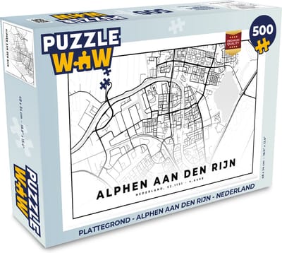 Puzzel Plattegrond - Alphen aan den Rijn - Nederland - Legpuzzel - Puzzel 500 stukjes - Stadskaart