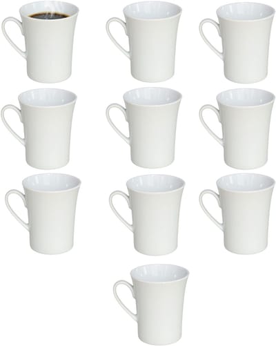 Gerimport Koffie / thee mok - 10x stuks - wit - 280 ml - mokken - porselein
