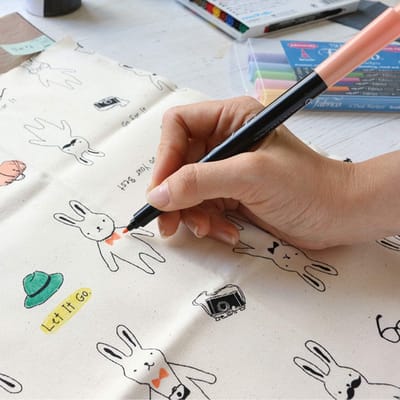 Dubbele Punt Stift - Permanente Inkt Marker - Creatief Hobby Gebruik - Waterbasis Pigmentinkt - 1x Stift - Blauw