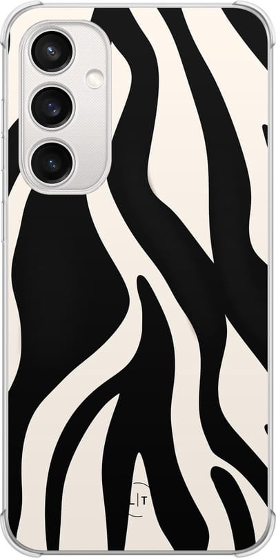 Shockproof hoesje - Geschikt voor Samsung Galaxy S23 FE - Zebra - Extra sterke case - TPU/polycarbonaat - Print / Illustratie - Zwart, Transparant