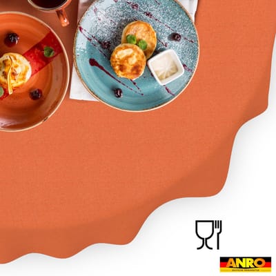 ANRO Tafelkleed Oranje linnenlook Ovaal 220x140cm Rechte rand Afwasbaar Waterafstotend