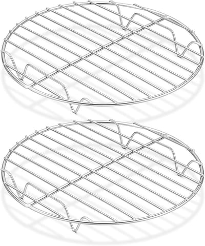 Ronde Koelrooster van RVS, Set van 2 Stuks, Ideaal voor Koelen, Bakken en Stomen, Roestvrij en Veilig voor Oven en Vaatwasser, Diameter 19 cm