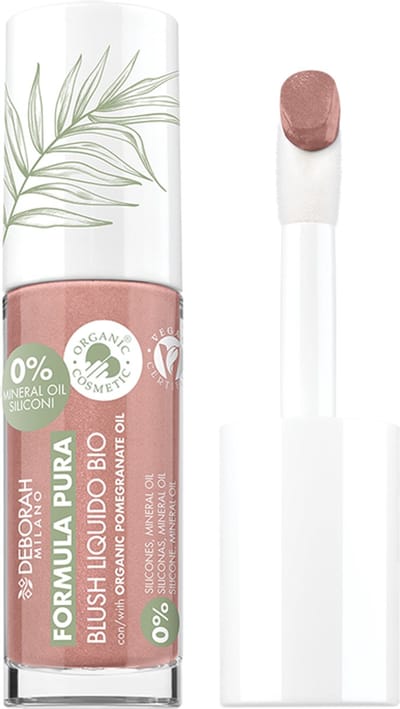 Deborah Milano Formula Pura Organic Liquid Blush – Kleur 01 Nude Rose - Vloeibare Blush met Natuurlijke, Stralende Kleur – Hydraterende & Blendbare Textuur – Opbouwbare Dekking Voor Gezonde Wangen – Vegan – Natuurlijke Finish