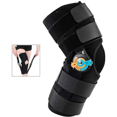 Scharnierende kniebrace met zijstabilisatoren ROM knieondersteuning Verstelbare knie-immobilisator voor kniepijn ACL MCL PCL Artritis Large