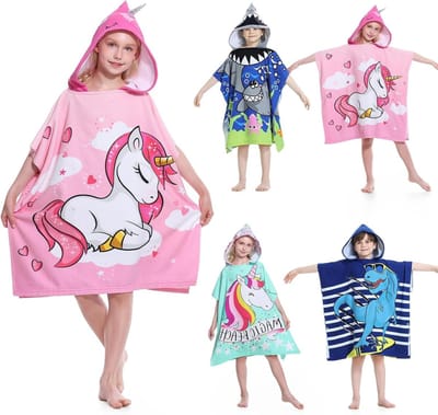 Kinderen Bad Poncho Microvezel Ultra Zacht Absorberend Badjas voor Jongens en Meisjes 6-14 Jaar met Kap - Ideaal voor Bad, Zwembad en Strand