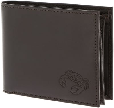 oxmox Leren portemonnee Leather RFID Protect Querscheinbörse Crab 2.0 Embossed Brown donkerbruin