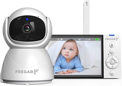 Babyfoon met camera - Kindermonitor Bewaking - Babykamer Toezicht - 5 inch HD-scherm - PTZ 355°/120° - Wit