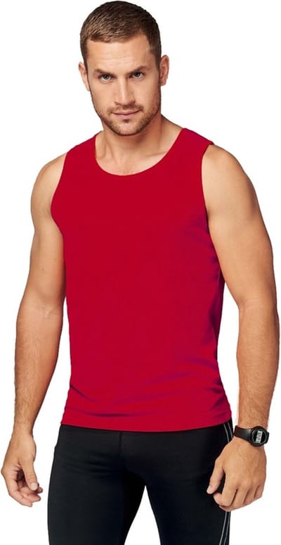 Sport singlet voor heren - Tanktop hemd - Rood - Herenkleding - Mouwloze t-shirts - sportkleding S