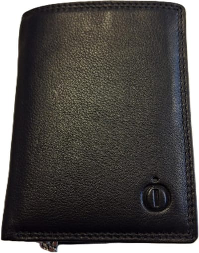 Oi zwarte leren rits portemonneetje los te koppelen uit billfold portemonnee / 2- delige portemonnee / uitneembaar rits beursje / deelbare portemonnee met ruimte voor 8 pasjes / RFID safe / zwart leer / 580
