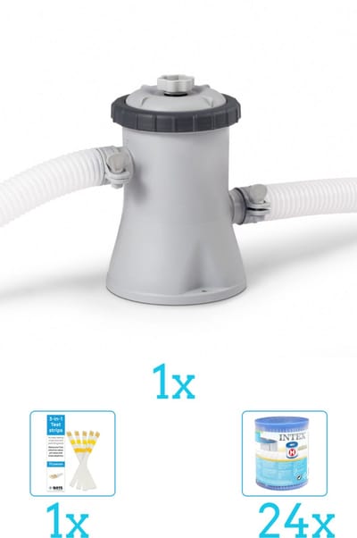 Intex 28602GS Filterpomp - 1.250 liter per uur inclusief Filter (24 stuks) en Testrips