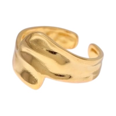 Aramat Jewels | Ringen | Brede Moderne One Size Ring RVS (14 mm) | Goudkleur | |14mm | Staal | Volwassenen | Verkleurd niet