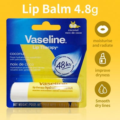 1 stuk 4,8g Vaseline Aloe Vera Lipbalsem, Aloe Vera Extract + Hydraterende Factoren, Niet-Plakkerige Formule, Herstelt Droge Lippen, Kalmerende Lipbalsem Voor Dagelijks Gebruik & Na Blootstelling Aan De Zon