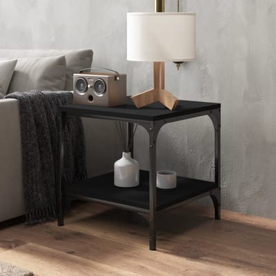 vidaXL - Bijzettafel - 40x40x40 - cm - bewerkt - hout - zwart