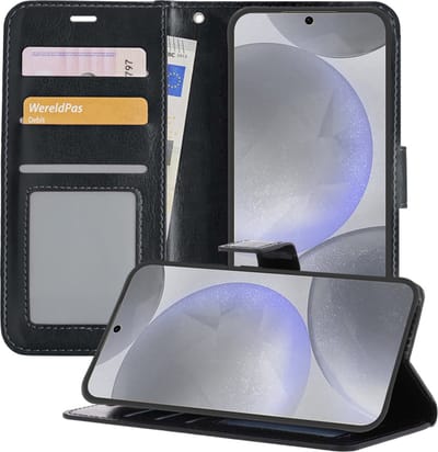 Hoesje - Geschikt voor Samsung Galaxy S24 - Luxe Bookcase - Walletcase Hoes - Portemonnee - Cover - Telefoonhoes - Zwart