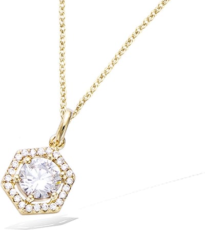 CHIVAL Zeshoekige Ketting Square Gem – 18K Verguld Goud – Zirkonia Hanger – Geometrisch & Statement – Hypoallergene Dames Ketting - Cadeau voor Haar - Sieraad - Geschenkverpakking