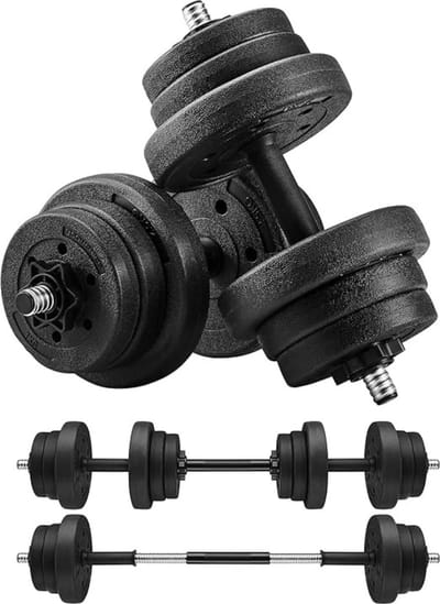 MIRA Home Halterset - verstelbare kunststof dumbbell set - met aansluitende stalen buis - halters - dumbbell set - 2x 15kg