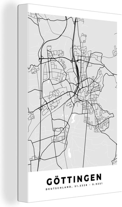 Canvas Schilderij Stadskaart - Duitsland - Plattegrond - Göttingen - Kaart - 20x30 cm - Wanddecoratie