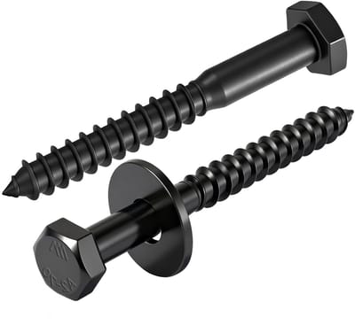 Zeskant Houtschroeven Set van 25 - A2 - M6 x 75 mm - Zwart