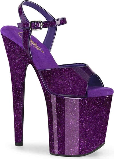 Pleaser - FLAMINGO809GP Sandaal met enkelband, Paaldans schoenen - US 5 - 35 Shoes - Paars
