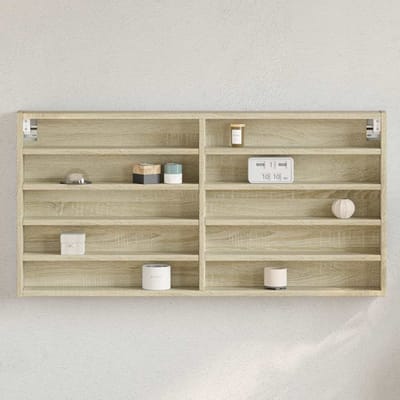 vidaXL - Vitrinekast - 100x8,5x50 - cm - bewerkt - hout - sonoma - eikenkleurig