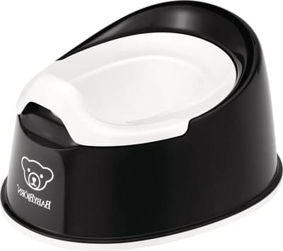 Zwarte en witte Smart Potty met handvat voor zindelijkheidstraining van kinderen