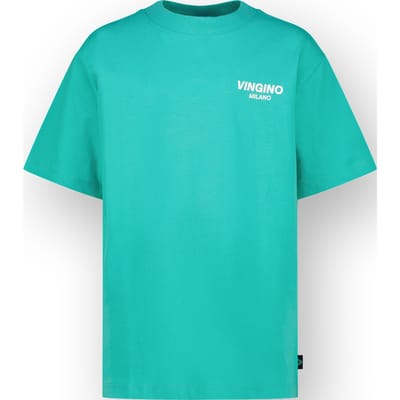 Vingino Boys T-shirt Basic Boxy T-shirt Fearless Turquoise Size: 10 | T-shirts Outlet | Unisex | Blauw