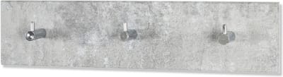 Wandkapstok – Grijs MDF in betonlook – Verchroomde haken – 34x5x8 cm – Modern industrieel design