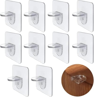 kunststof plankdragers - plankdragers - zelfklevende plankdragers - voor garderobekastplank - glazen houder -planken - transparant -10 Stuks - 7x7cm - Zelfklevende Kastplankdrager - Dragers voor planken - Schap drager - Legplankdrager - Schap drager