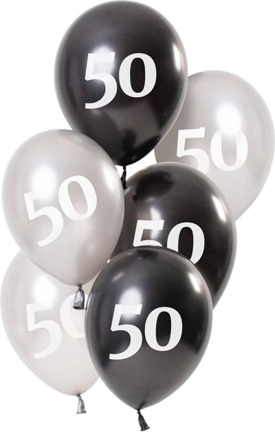 Folat - Ballonnen Glossy Black 50 Jaar (6 stuks)